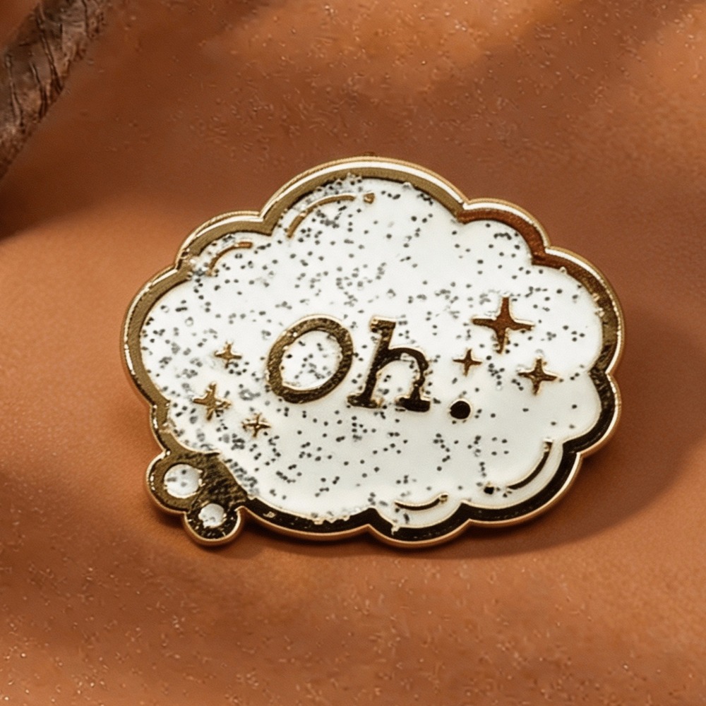 White Glitter Cloud Speech Bubble Enamel Lapel Pin